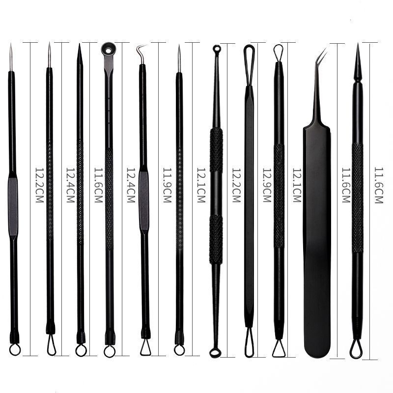 Professional 11pcs/set Stainless Steel Acne Blackhead Remover Kit Blemish Needle Extractor