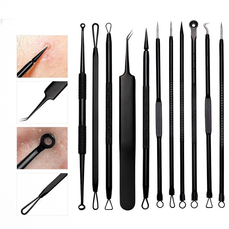 Professional 11pcs/set Stainless Steel Acne Blackhead Remover Kit Blemish Needle Extractor