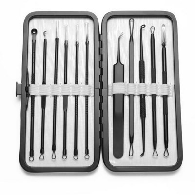 Professional 11pcs/set Stainless Steel Acne Blackhead Remover Kit Blemish Needle Extractor