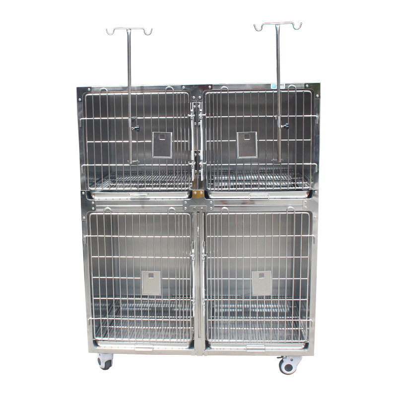 Wholesale Compartment Design Veterinary Cage Veterinary Stainless Steel Dog Cage With Wheel