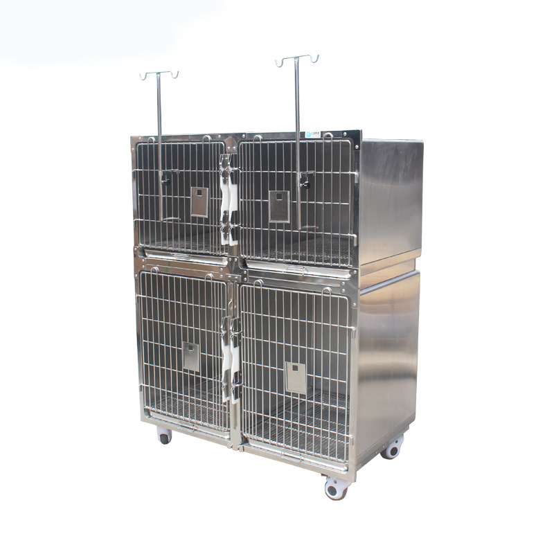 Wholesale Compartment Design Veterinary Cage Veterinary Stainless Steel Dog Cage With Wheel