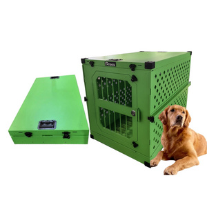 Preex 40" Aluminum Collapsible Dog Kennel Box IATA XL Foldable Dog Crate K9 Metal Folding Dog Crate