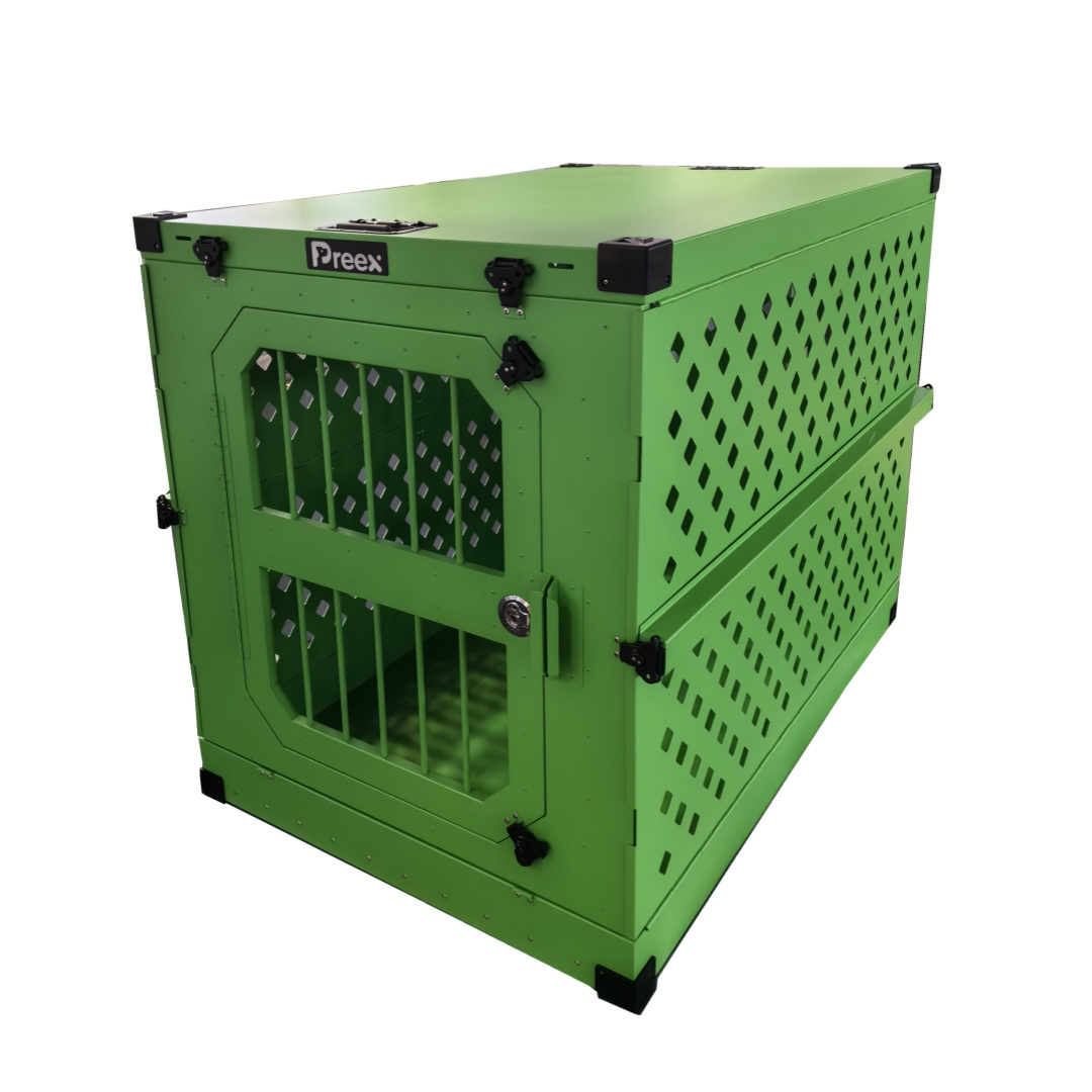 Preex Grey 40-inch Aluminium Stackable Collapsible Dog Cage XL large Folding Pet Kennel