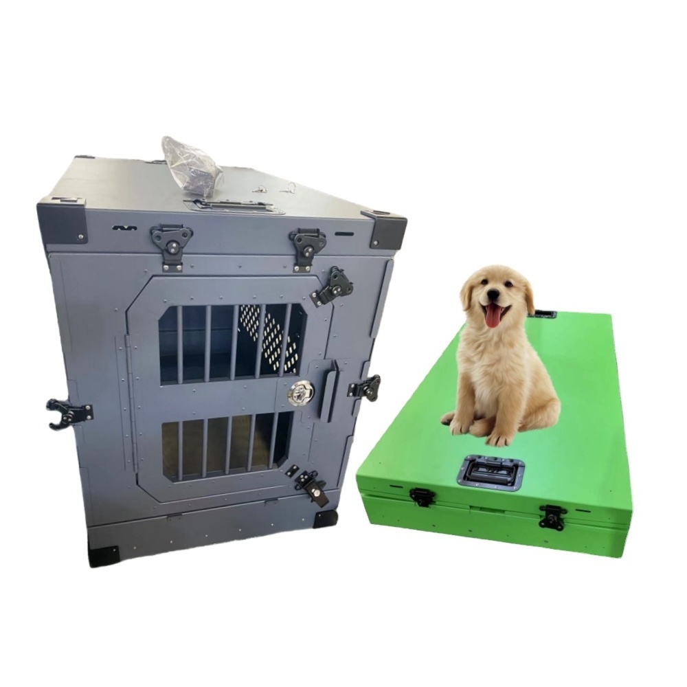 Preex Grey 40-inch Aluminium Stackable Collapsible Dog Cage XL large Folding Pet Kennel