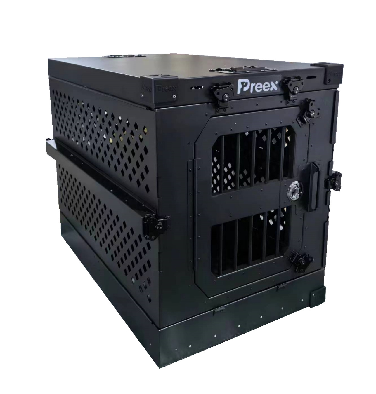 Preex XXL Blue Stackable Pet Cage Aluminum Dog Kennel Collapsible Dog Crate for Travel