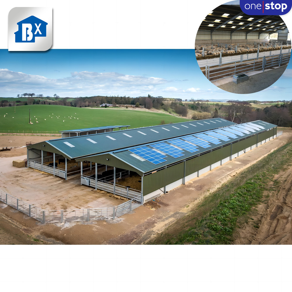 ONE-STOP Farm Shed Steel Structure , Prefabricated Steel Shed For Farm , Cow Poultry Goat Sheep Shed