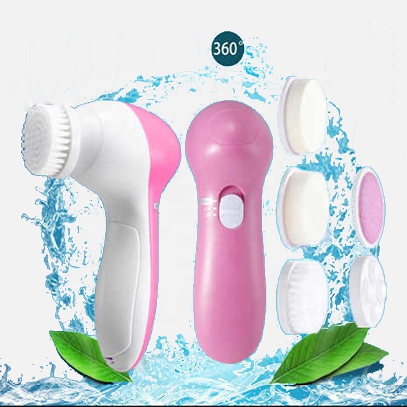 5 In 1 Deep Clean Face Skin Care Massager Beauty Care Spin Brush Compatible Replacement Electric Silicone Facial Cleaning Brush