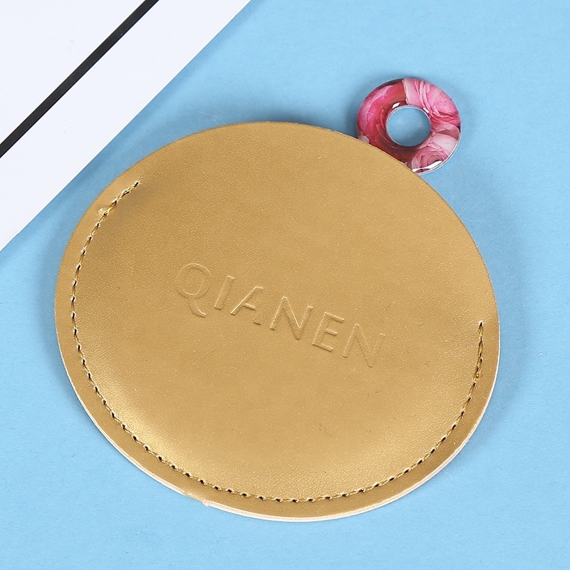 Personalized PU Leather Mirror Portable Stainless Mini Hand Mirror For Women Girls