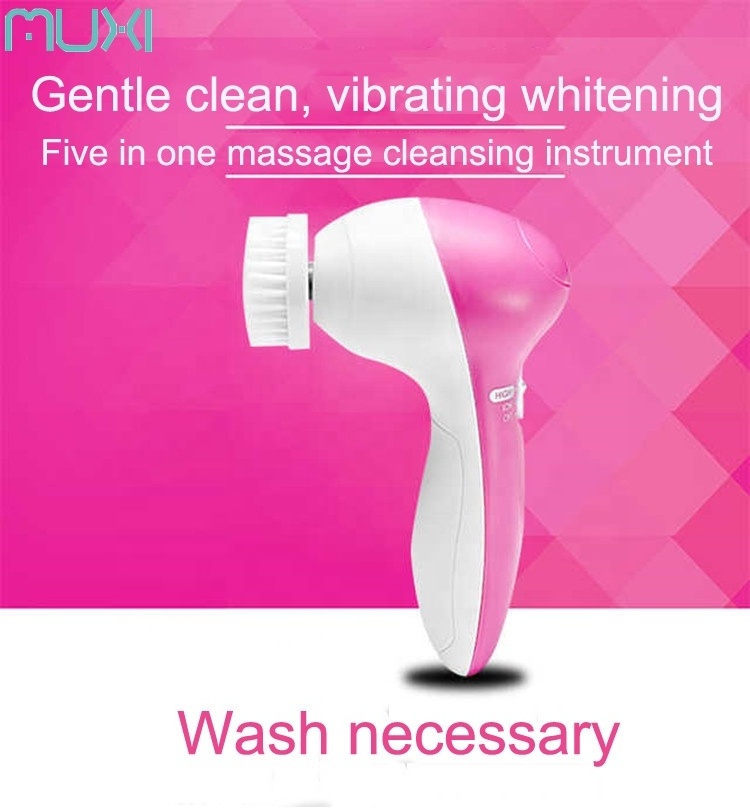 5 In 1 Deep Clean Face Skin Care Massager Beauty Care Spin Brush Compatible Replacement Electric Silicone Facial Cleaning Brush