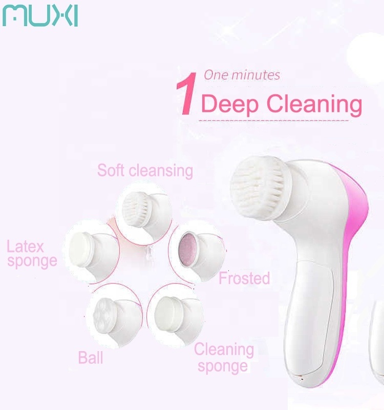 5 In 1 Deep Clean Face Skin Care Massager Beauty Care Spin Brush Compatible Replacement Electric Silicone Facial Cleaning Brush