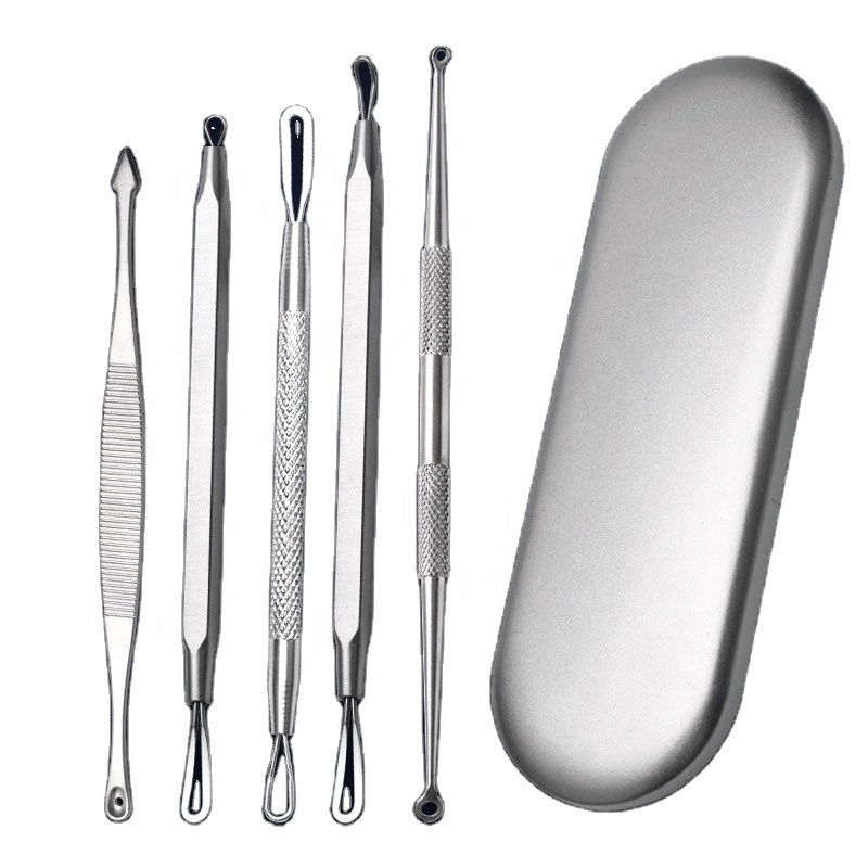 Blackhead Remover Pimple Popper Tool Kit Acne Comedone Zit Blackhead Extractor Tool for Face,Stainless Steel with Metal Case