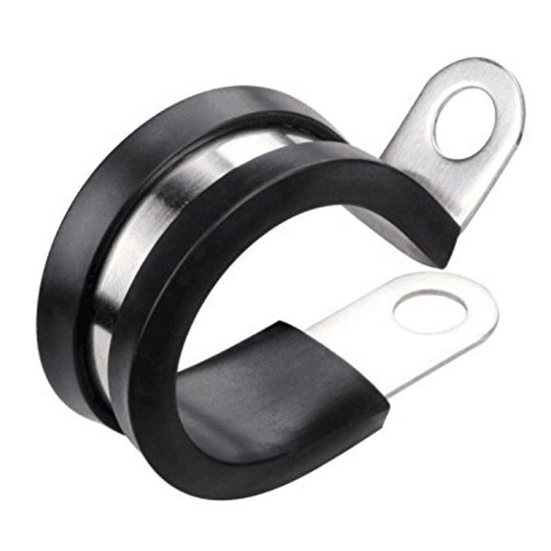 Galvanized Iron Rubber Lined P Style Clips Fist Clamping Heavy Duty EPDM R Clip P R Type With Rubber Pipe Hose Hanging Clamps