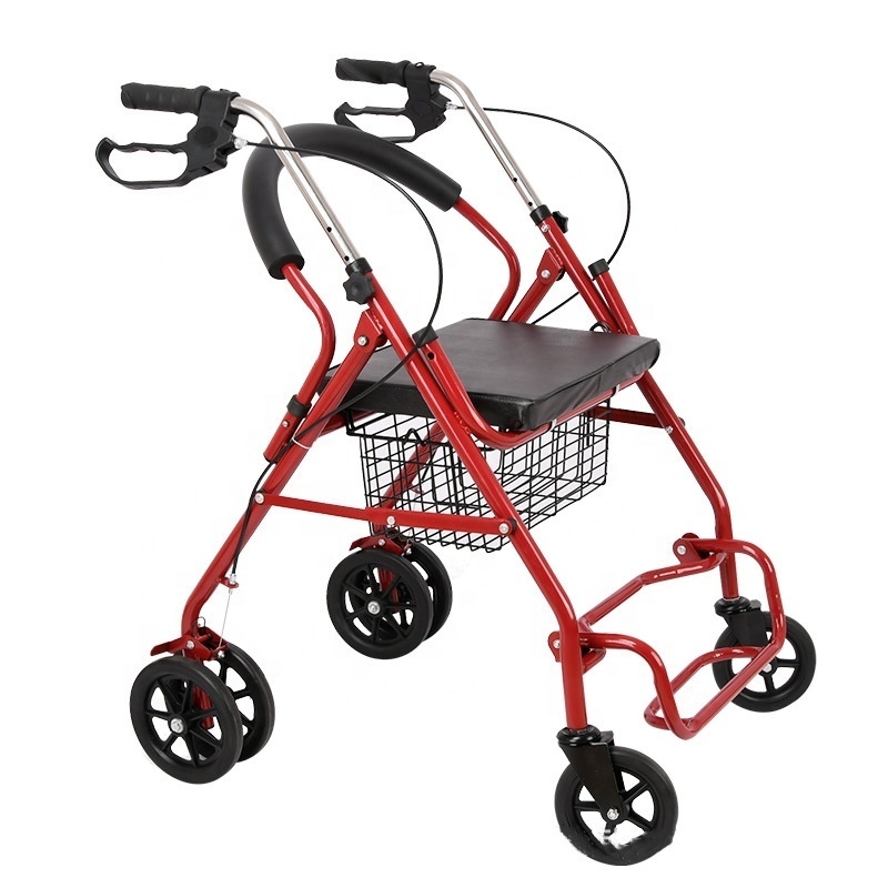 Steel Walker Rollator Shopping Cart Rehabilitation Walking Aid For The Elderly Rollator Walker with Seat Mobility Wheelchair