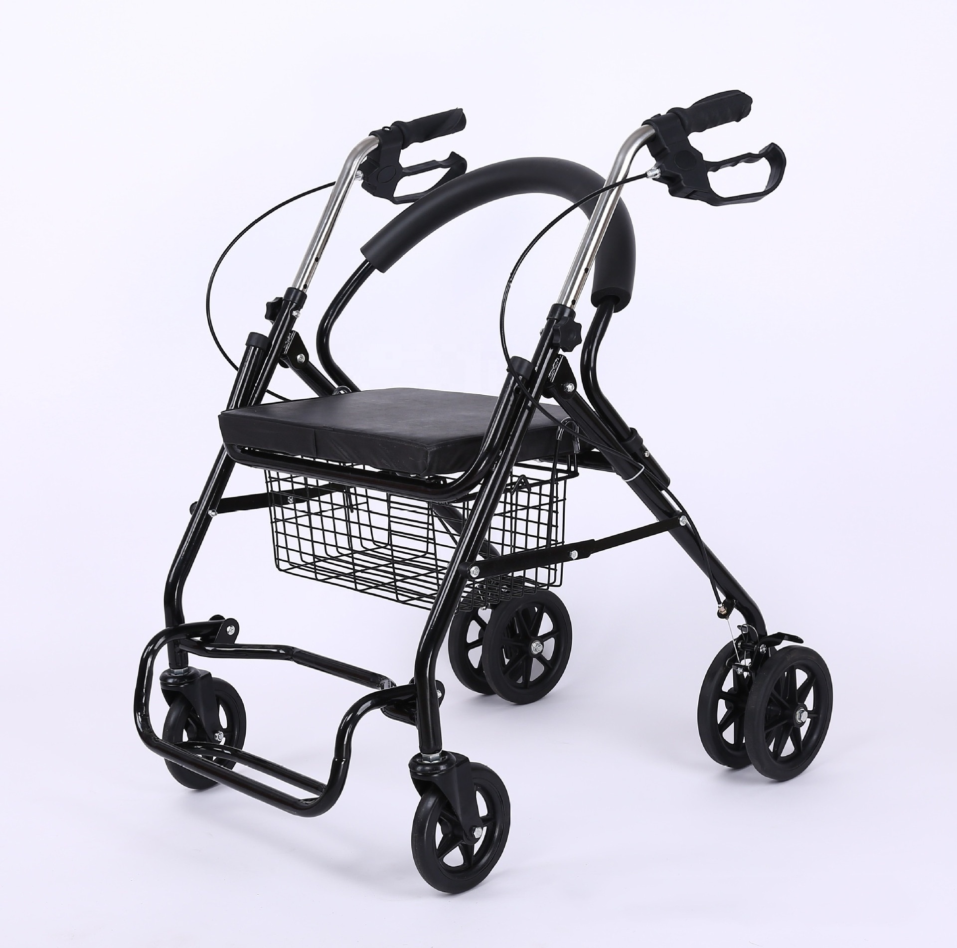 Steel Walker Rollator Shopping Cart Rehabilitation Walking Aid For The Elderly Rollator Walker with Seat Mobility Wheelchair