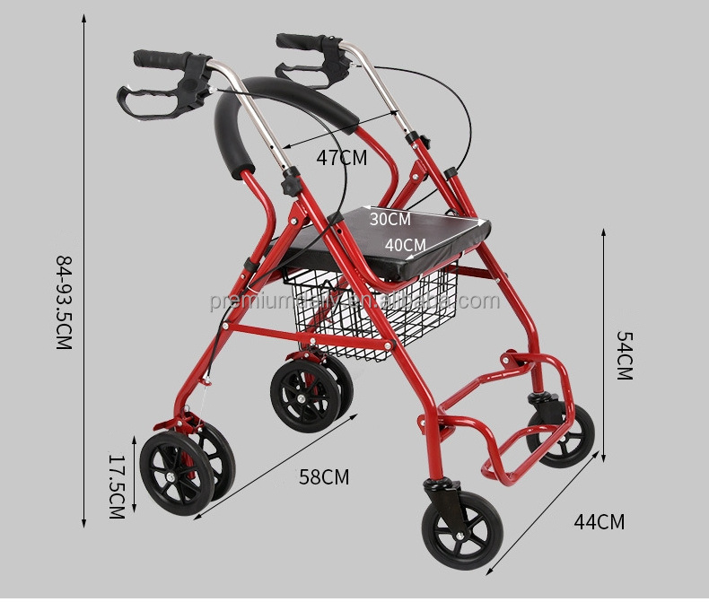 Steel Walker Rollator Shopping Cart Rehabilitation Walking Aid For The Elderly Rollator Walker with Seat Mobility Wheelchair