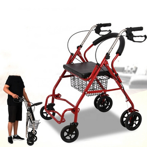 Steel Walker Rollator Shopping Cart Rehabilitation Walking Aid For The Elderly Rollator Walker with Seat Mobility Wheelchair