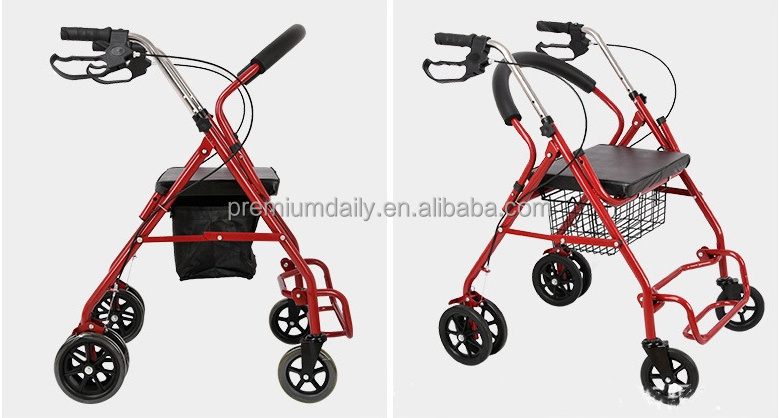 Steel Walker Rollator Shopping Cart Rehabilitation Walking Aid For The Elderly Rollator Walker with Seat Mobility Wheelchair