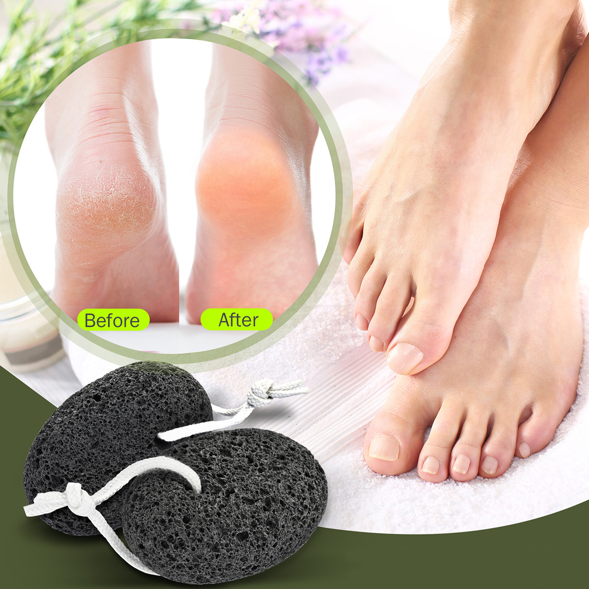 Wholesale custom natural volcanic lava foot pumice stone remove dead skin brush for feet