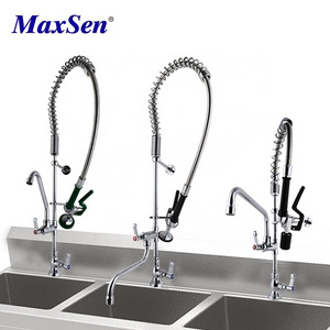 47" Spring Faucet High Pressure Pre rinse Unit Commercial Gooseneck Pre rinse Tap Floor Mounted Model with Spout