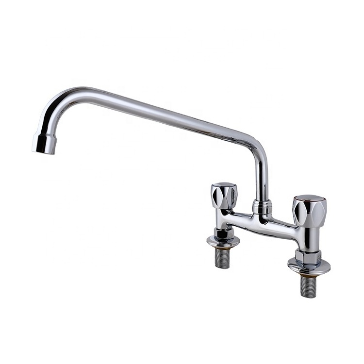 Dual Handle Deck Mounted Standard Copper High Arc Kitchen Sink Faucet