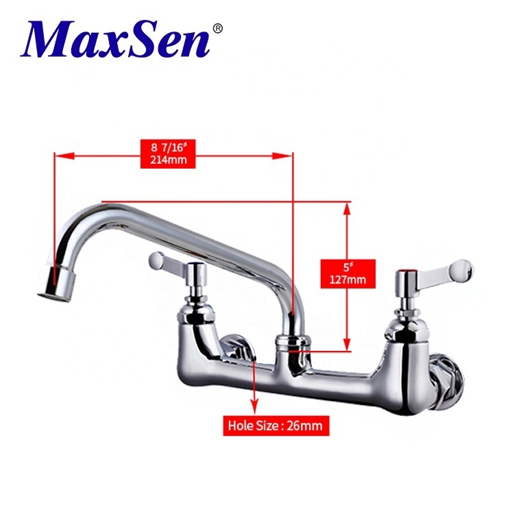 Modern Wall Mounted Faucets Kitchen Mixer Faucet 8 inch Centerset Wall Mounted Kitchen Sink Faucet for Kitchen