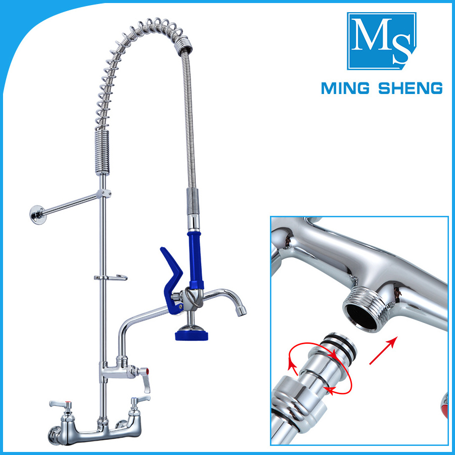 High Quality Professional OEM Wall Mounted Commercial Industrial Kitchen Brass Pre-Rinse UPC Spray Unit Sink Faucet