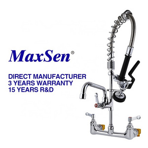 8" Adjustable Wall Mount Pre rinse Faucet Commercial Spring Faucet Pre rinse Spray Pre rinse Pull out Kitchen Faucet