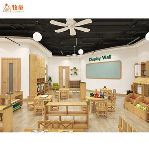 Hot Sale Natural Wood Cubby Montessori Shelving Organizer Kindergarten Toddler Tables Chairs Baby Daycare Classroom Furniture