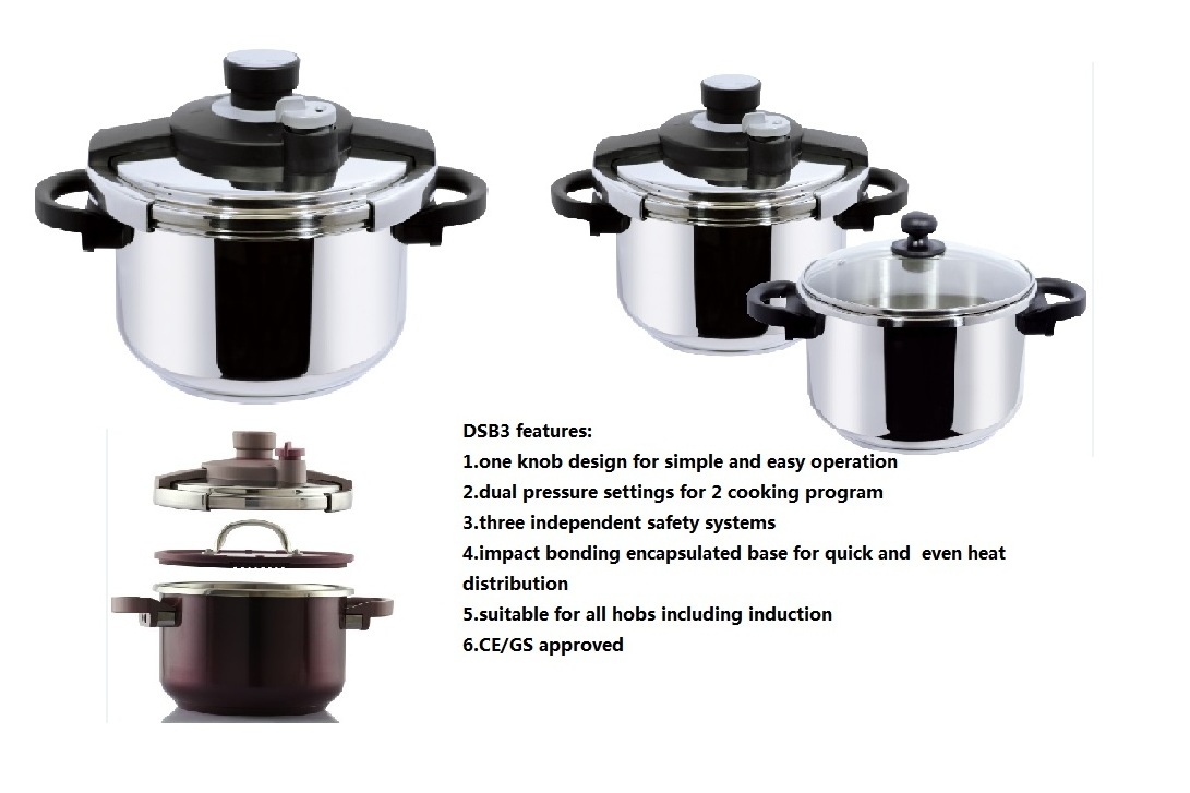 4-10L Customized Clamp High Pressure Two Gear Adjustment 50-80KPA Stainless Steel Pressure Cooker