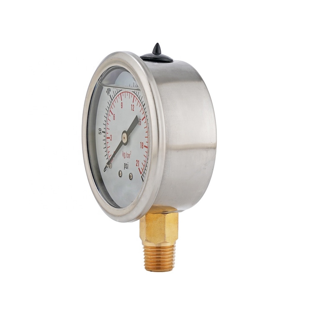 50mm Liquid Filled Oil Filled Anti-Vibration Pressure Gauge Copper Alloy Stainless Steel Case 1/4