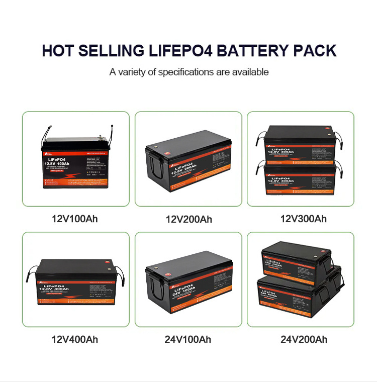 HBOWA 12V 100AH 200Ah 300Ah 400Ah Lithium Ion Energy Storage Batteries With LCD Display LiFePO4  Battery Pack