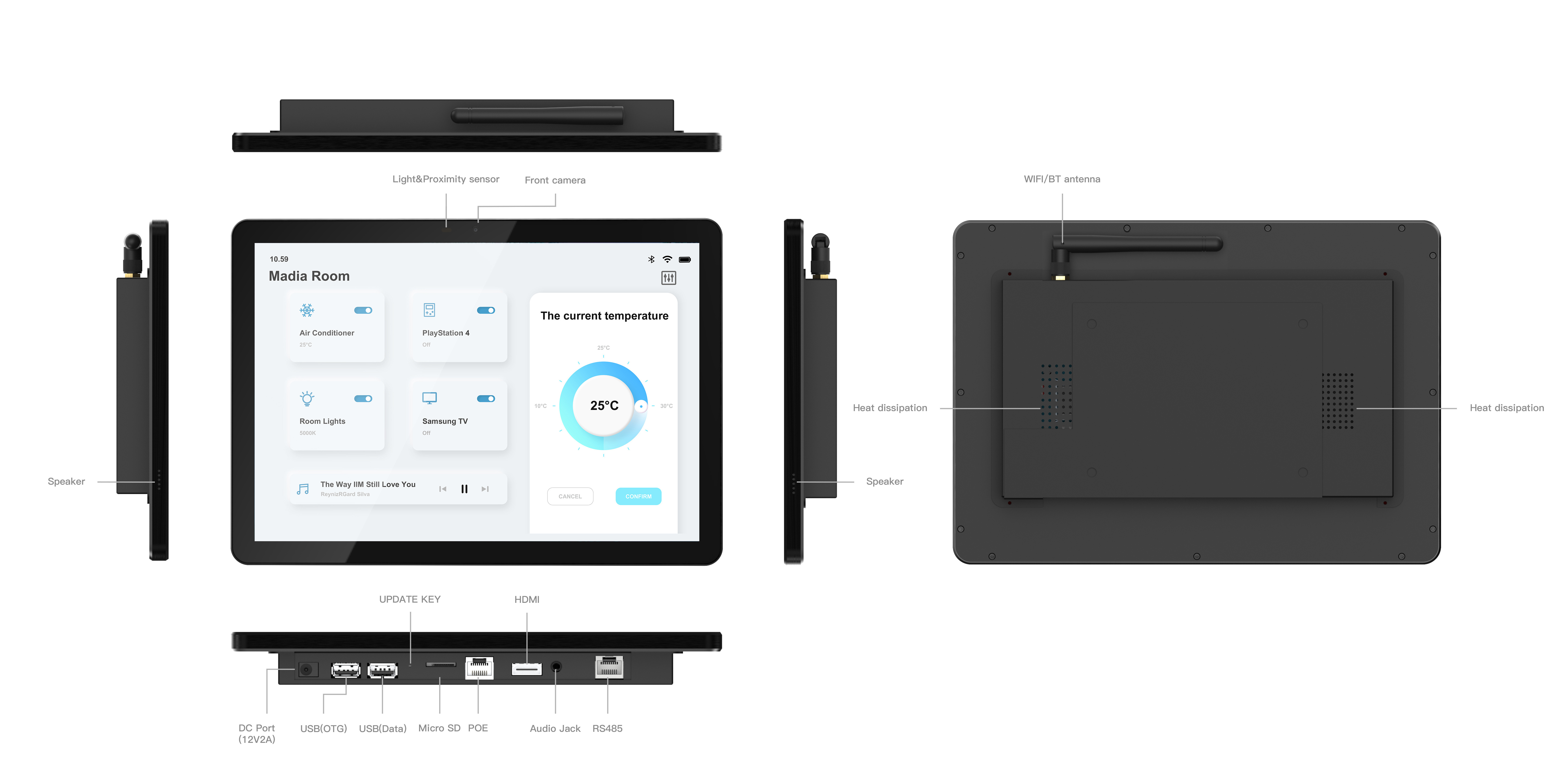 10 inch smart home automation Touch screen tablet RS485 KNX control hub inwall mount tablet HDMI Zigbee IOT POE panel tablet pc