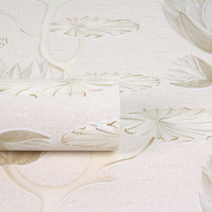 Jinyi Y61001 White Cream Chinoiserie Flower Peel and Stick Self-adhesive Thick Wall Paper Sticker Wallpaper