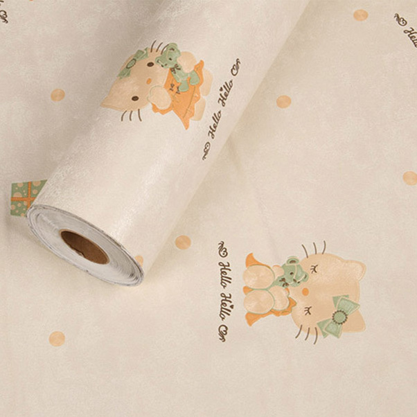 Jinyi Hello Kitty Lovely Animal Cat Print Sticker Wall Decor Removal Peel And Stick Self Adhesive Wallpaper