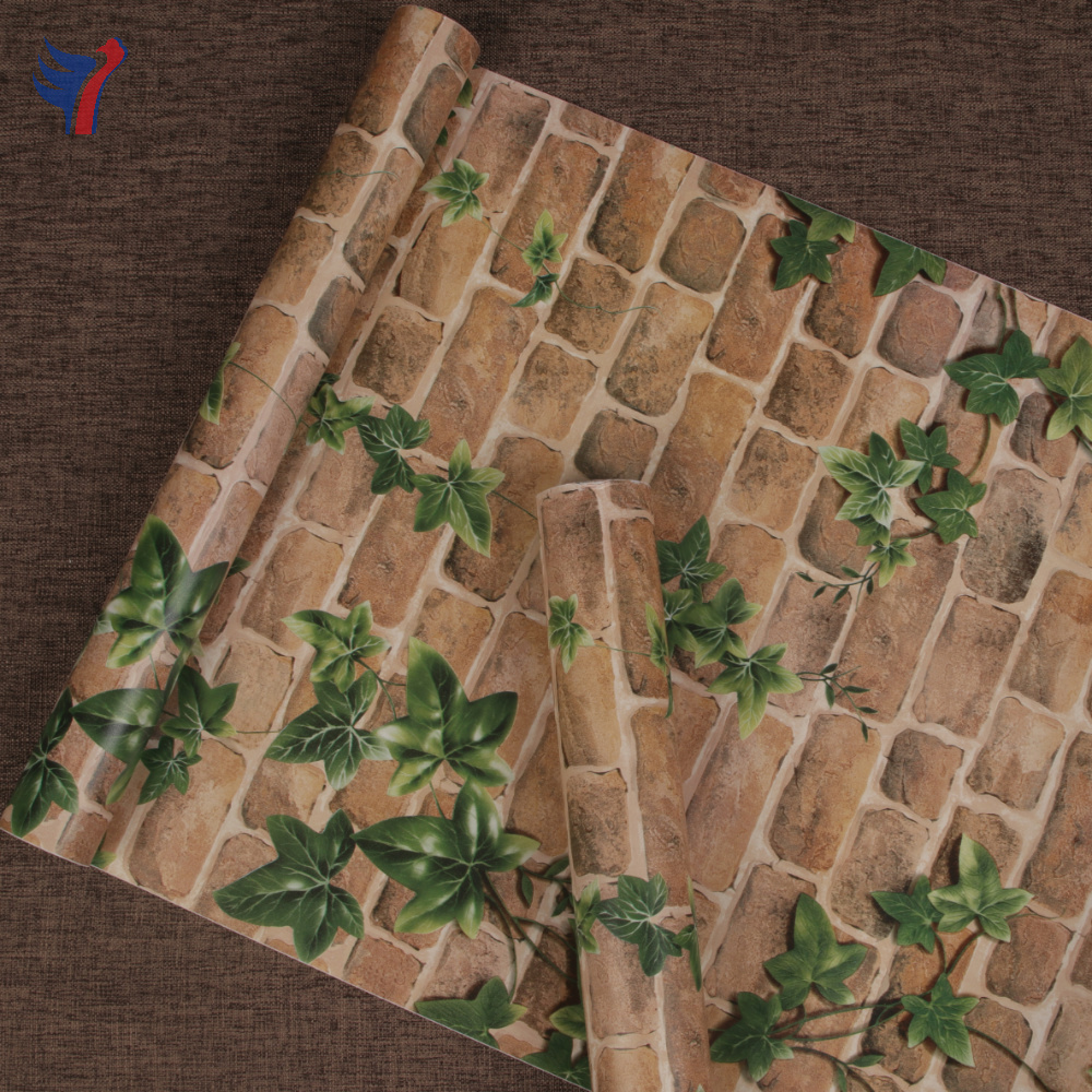 Jinyi H1092 PVC Vinyl Brick Look Printed Mural Leaf Self adhesive Peel and Stick Wall paper Rolls Wallpaper