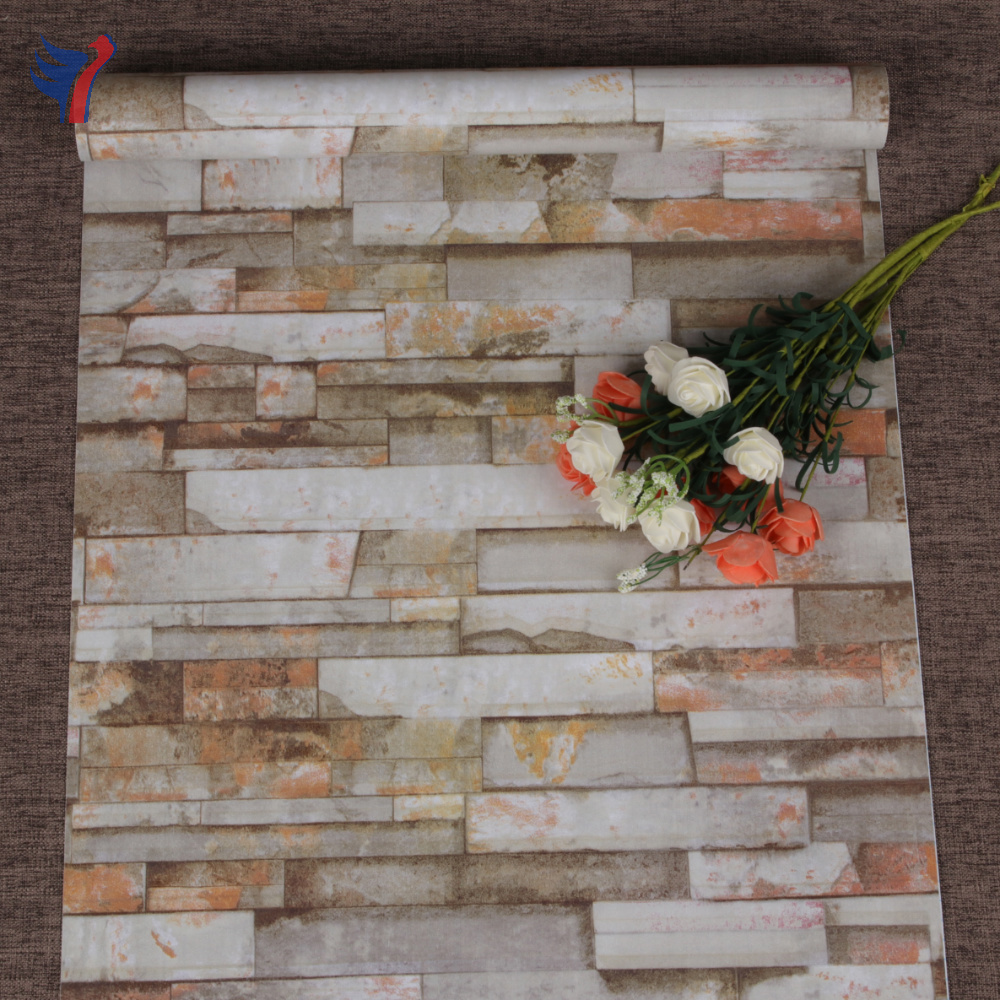 Jinyi H1083 China Factory Supply Self Adhesive Vinyl Brick Look Bar Living Room Wall Paper Wallpaper