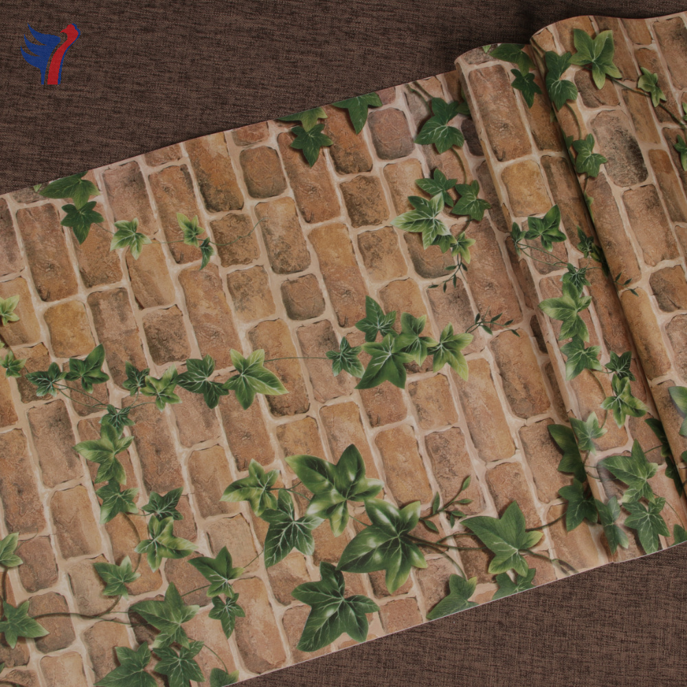 Jinyi H1092 PVC Vinyl Brick Look Printed Mural Leaf Self adhesive Peel and Stick Wall paper Rolls Wallpaper