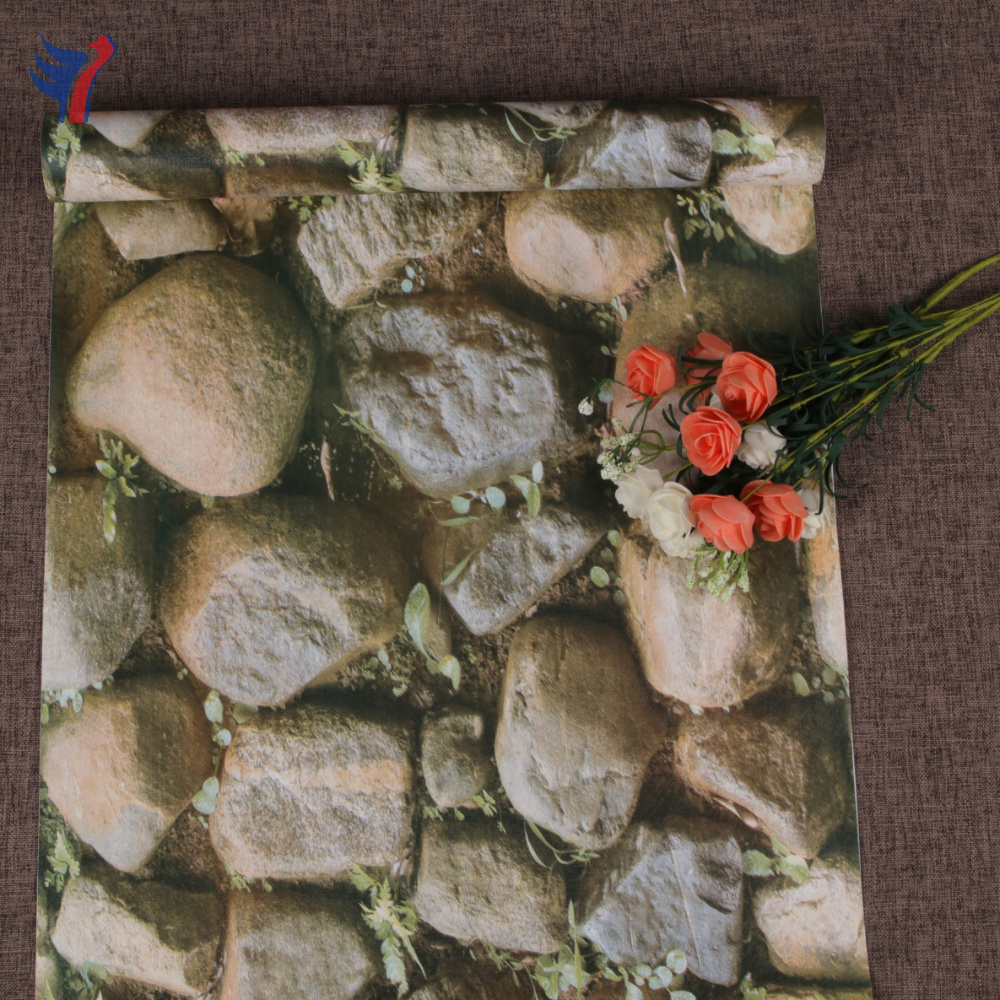 Jinyi H1075 Stone Look Rustic Sticky Adhesive Vinyl Waterproof Washable Wall Paper Wallpaper