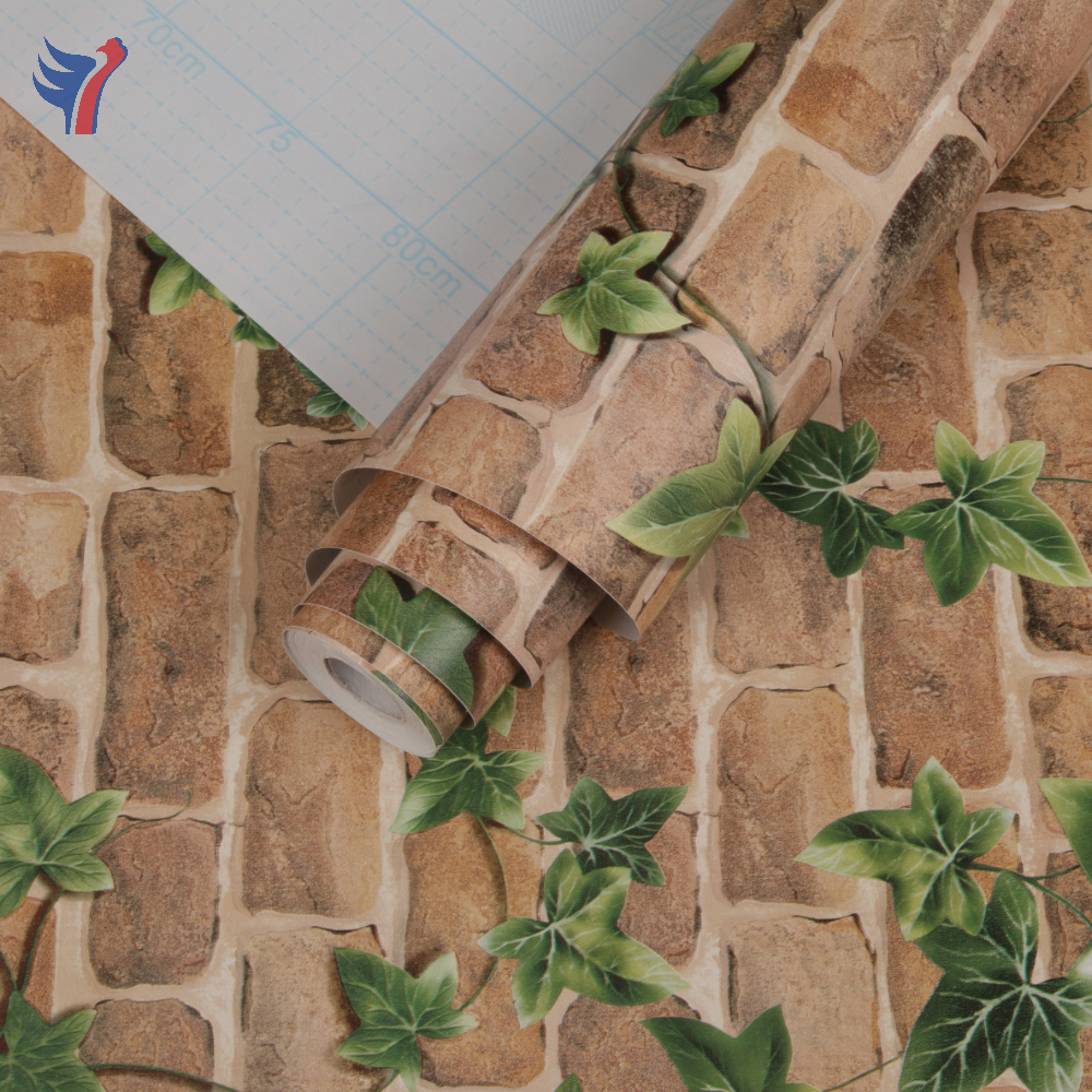 Jinyi H1092 PVC Vinyl Brick Look Printed Mural Leaf Self adhesive Peel and Stick Wall paper Rolls Wallpaper