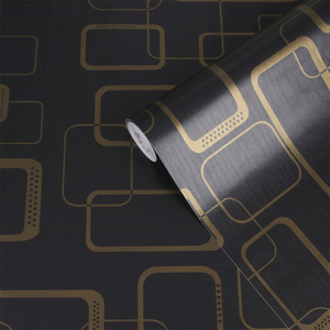 Jinyi Custom Simple Design White Gold And Black Stripe Lined Peel Stick Self Adhesive Contact Wallpaper