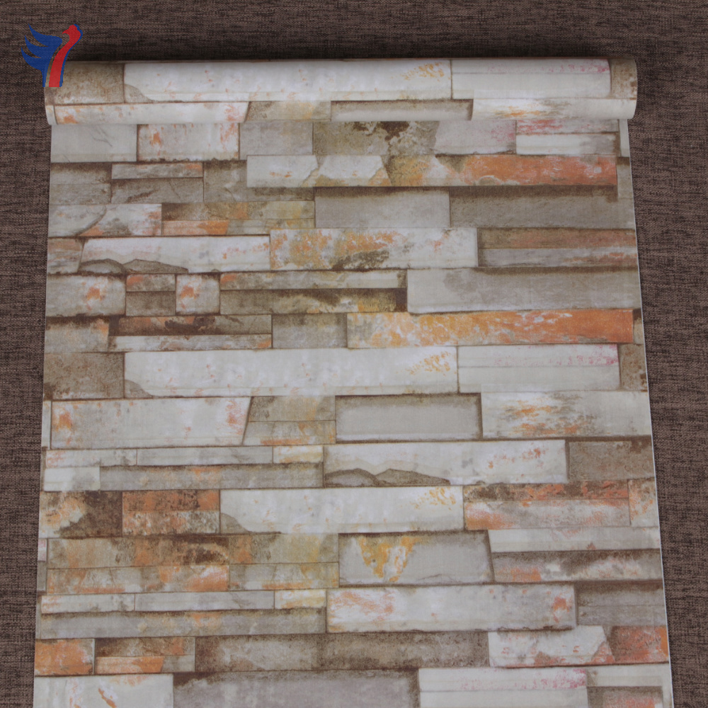 Jinyi H1083 China Factory Supply Self Adhesive Vinyl Brick Look Bar Living Room Wall Paper Wallpaper