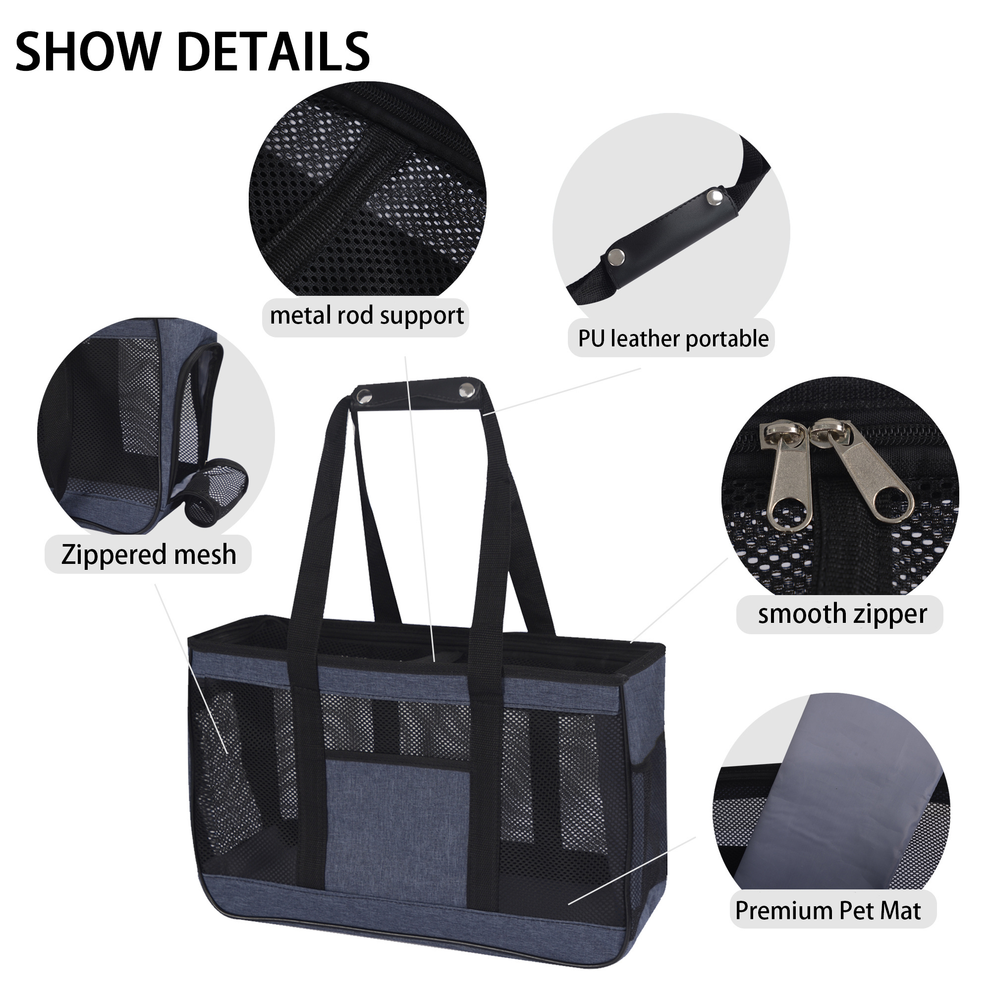 Wholesale Pet Carrier for Small Medium Cats and Dogs Carrier Travel Bag with Mesh Windows Locking Safety Zippers