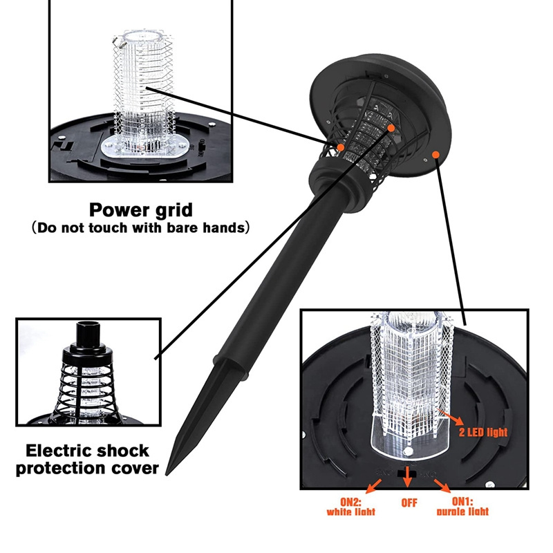 Custom Solar Bug Zapper Outdoor Waterproof LED Solar Mosquito Zapper Outdoor Solar Powered Mosquito Killer Light Lamp