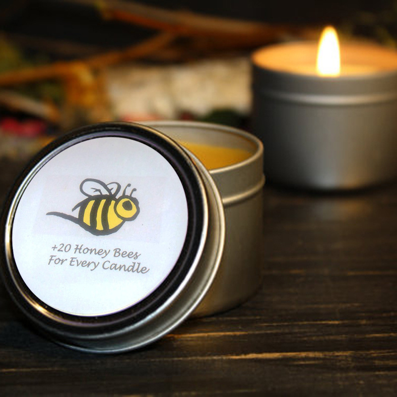 Custom 5 oz Aromatherapy tin  candle pure scented bees wax tin candle  Natural  beeswax tin candle