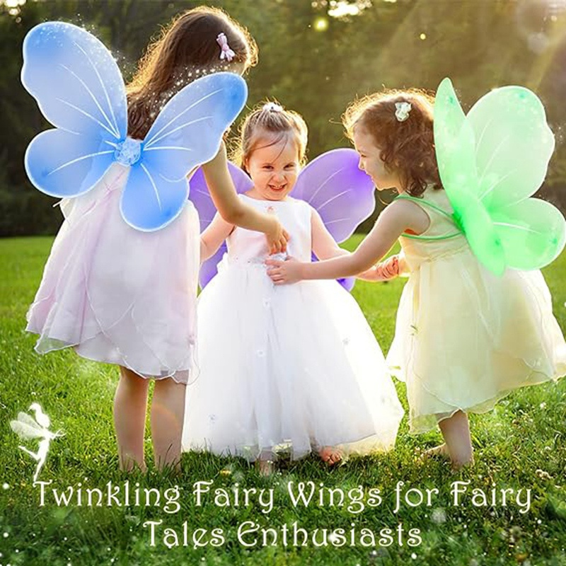 Custom Silver glitter Fairy wing Princess Butterfly Costume Wings  Angel wings for kids Birthday Party Halloween Dress up