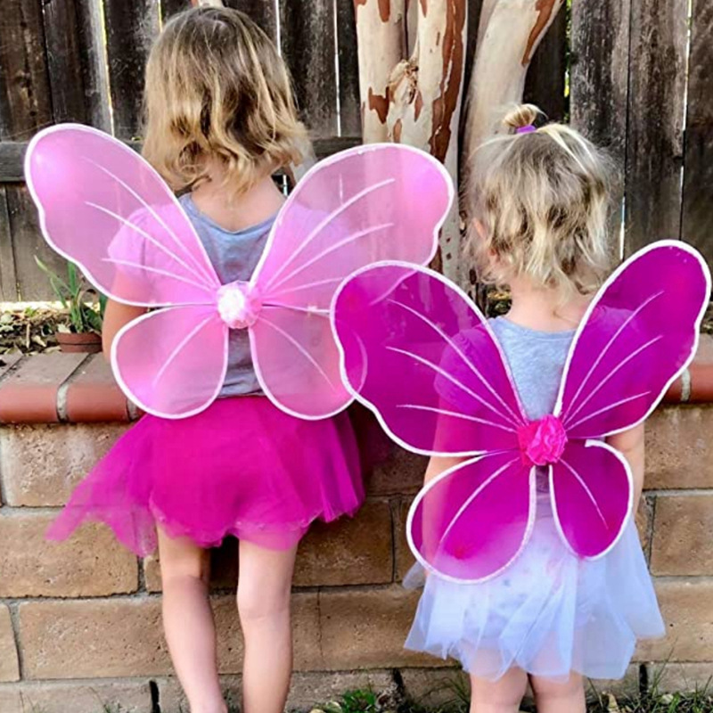 Custom Silver glitter Fairy wing Princess Butterfly Costume Wings  Angel wings for kids Birthday Party Halloween Dress up