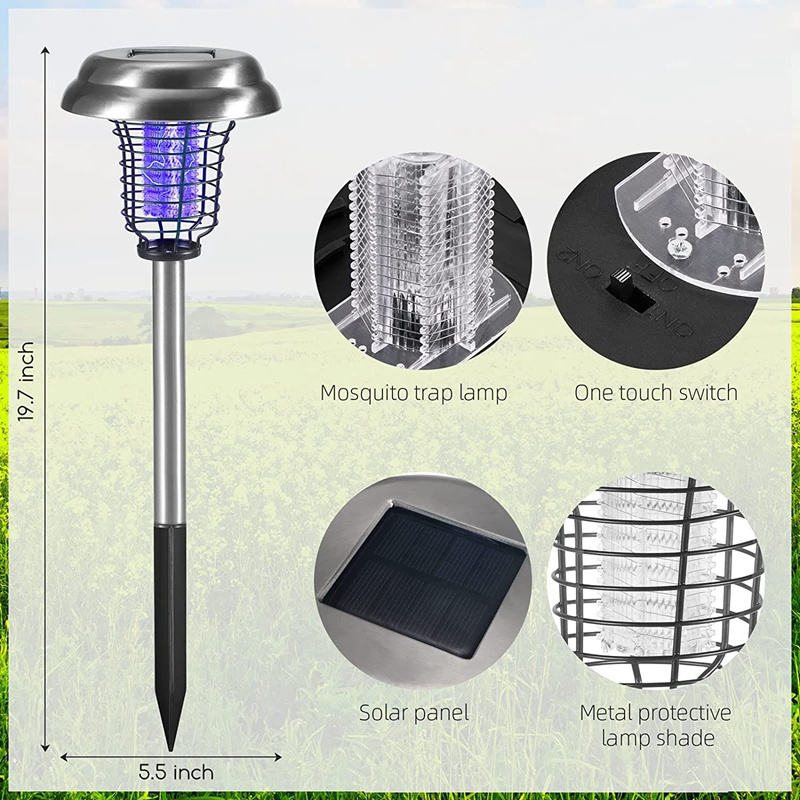 Outdoor Waterproof LED Solar Mosquito Zapper Outdoor Solar Powered Mosquito Killer Light Lamp Solar Bug Zapper  for outdoor