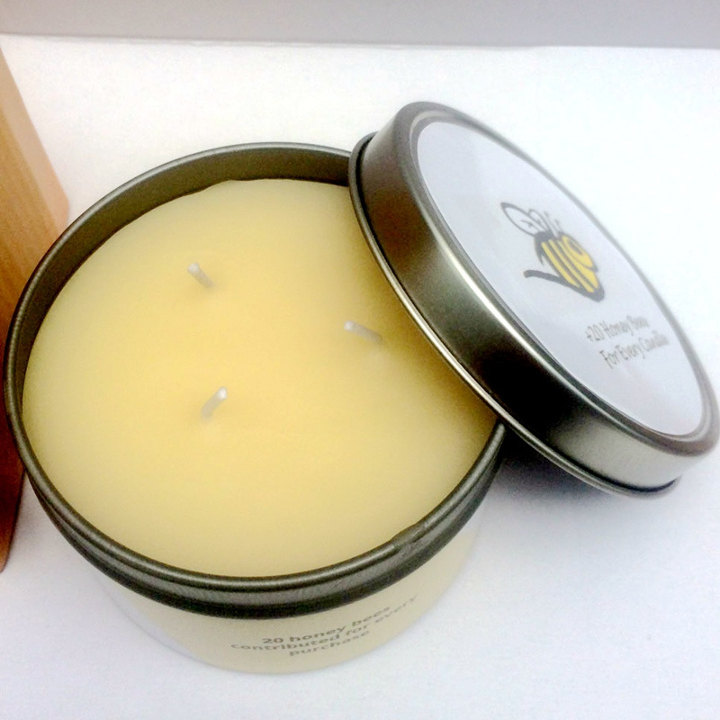 Custom 5 oz Aromatherapy tin  candle pure scented bees wax tin candle  Natural  beeswax tin candle