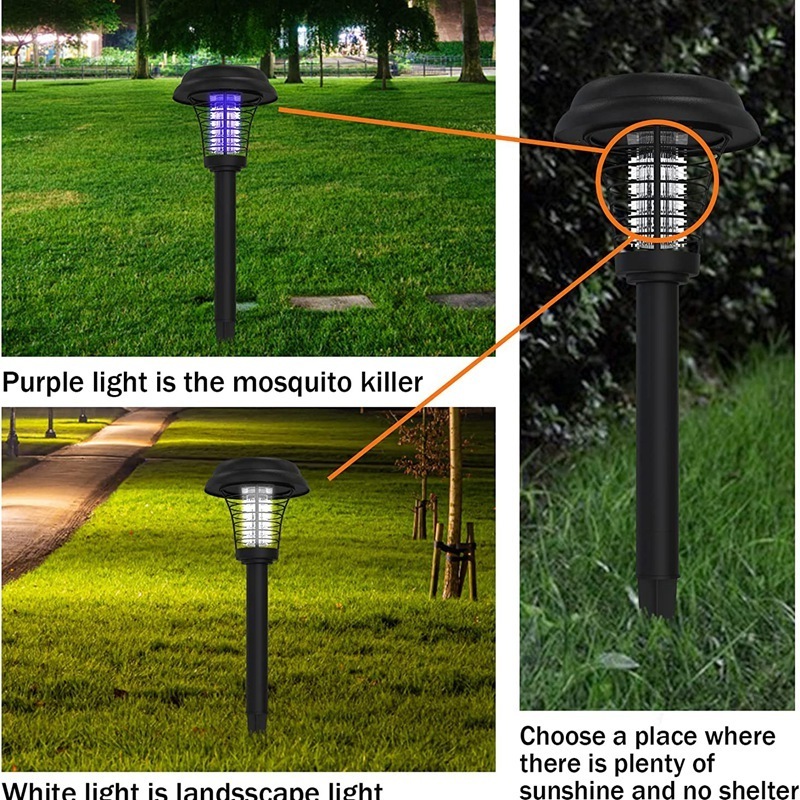 Custom Solar Bug Zapper Outdoor Waterproof LED Solar Mosquito Zapper Outdoor Solar Powered Mosquito Killer Light Lamp