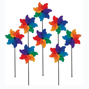 Big Colorful  flower plastic Pinwheels Rainbow  plastic garden decoration windmill outdoor garden windmill